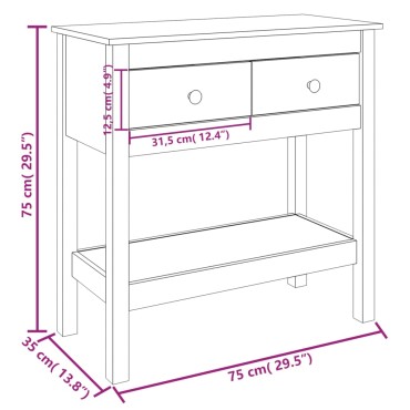 vidaXL Τραπέζι Κονσόλα Λευκό 75x35x75cm από Μασίφ Ξύλο Πεύκου 1 τεμ.