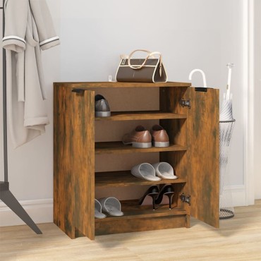 vidaXL Παπουτσοθήκη Καπνιστή Δρυς 59x35x70cm από Επεξεργασμένο Ξύλο 1 τεμ.