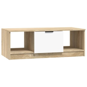 vidaXL Τραπεζάκι Σαλονιού Λευκό & Sonoma Δρυς 102x50x36cm Επεξ. Ξύλο 1 τεμ.