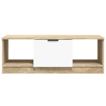 vidaXL Τραπεζάκι Σαλονιού Λευκό & Sonoma Δρυς 102x50x36cm Επεξ. Ξύλο 1 τεμ.