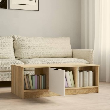 vidaXL Τραπεζάκι Σαλονιού Λευκό & Sonoma Δρυς 102x50x36cm Επεξ. Ξύλο 1 τεμ.