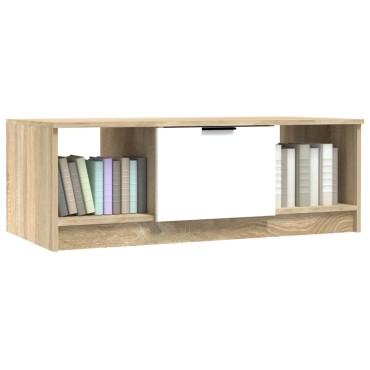 vidaXL Τραπεζάκι Σαλονιού Λευκό & Sonoma Δρυς 102x50x36cm Επεξ. Ξύλο 1 τεμ.