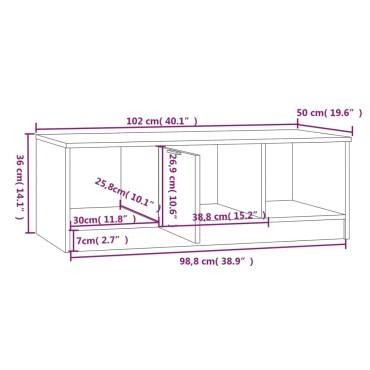 vidaXL Τραπεζάκι Σαλονιού Λευκό & Sonoma Δρυς 102x50x36cm Επεξ. Ξύλο 1 τεμ.
