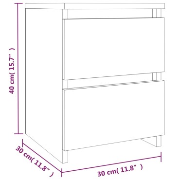 vidaXL Κομοδίνο Καπνιστή Δρυς 30x30x40cm από Επεξεργασμένο Ξύλο 1 τεμ.