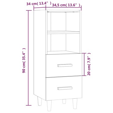 vidaXL Ντουλάπι Καφέ Δρυς 34,5x34x90cm Επεξεργασμένο Ξύλο 1 τεμ.