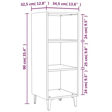 vidaXL Ντουλάπι Γκρι sonoma 34,5x32,5x90cm από Επεξεργασμένο Ξύλο 1 τεμ.