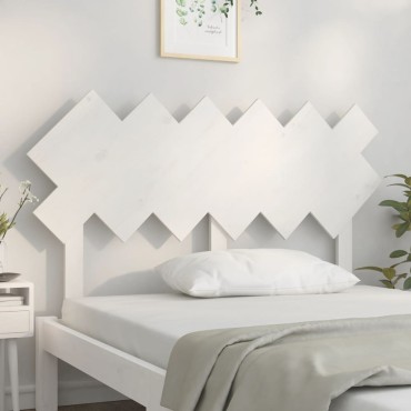 vidaXL Κεφαλάρι Κρεβατιού Λευκό 132x3x81cm από Μασίφ Ξύλο Πεύκου 1 τεμ.