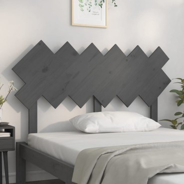 vidaXL Κεφαλάρι Κρεβατιού Γκρι132x3x81cm από Μασίφ Ξύλο Πεύκου 1 τεμ.
