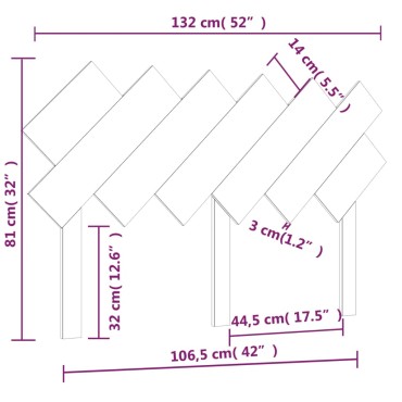 vidaXL Κεφαλάρι Κρεβατιού Γκρι132x3x81cm από Μασίφ Ξύλο Πεύκου 1 τεμ.
