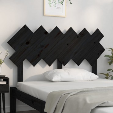 vidaXL Κεφαλάρι Κρεβατιού Μαύρο 132x3x81cm Μασίφ Ξύλο Πεύκου 1 τεμ.