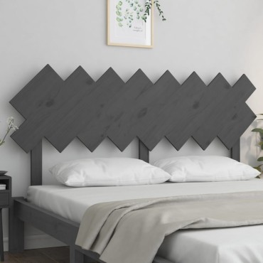 vidaXL Κεφαλάρι Κρεβατιού Γκρι 159,5x3x80,5cm από Μασίφ Ξύλο Πεύκου 1 τεμ.