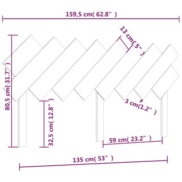 vidaXL Κεφαλάρι Κρεβατιού Γκρι 159,5x3x80,5cm από Μασίφ Ξύλο Πεύκου 1 τεμ.