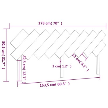 vidaXL Κεφαλάρι Κρεβατιού 178x3x80,5cm από Μασίφ Ξύλο Πεύκου 1 τεμ.