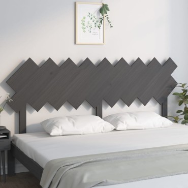 vidaXL Κεφαλάρι Κρεβατιού Γκρι178x3x80,5cm από Μασίφ Ξύλο Πεύκου 1 τεμ.