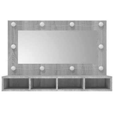 vidaXL Έπιπλο Καθρέπτη με LED Γκρι Sonoma 90x31,5x62cm 1 τεμ.