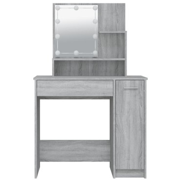 vidaXL Μπουντουάρ με LED Γκρι Sonoma 86,5x35x136cm