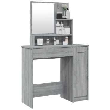 vidaXL Μπουντουάρ με Καθρέφτη Γκρι Sonoma 86,5x35x136cm 1 τεμ.