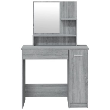 vidaXL Μπουντουάρ με Καθρέφτη Γκρι Sonoma 86,5x35x136cm 1 τεμ.