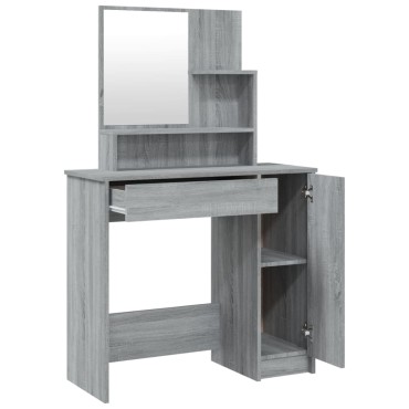 vidaXL Μπουντουάρ με Καθρέφτη Γκρι Sonoma 86,5x35x136cm 1 τεμ.