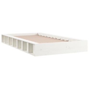vidaXL Πλαίσιο Κρεβατιού Λευκό 90x200cm από Μασίφ Ξύλο 1 τεμ. - Μονό