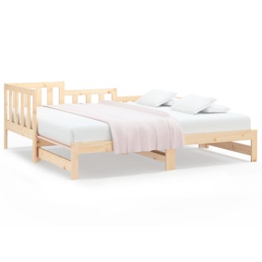 vidaXL Καναπές Κρεβάτι Συρόμενος 2x(90x190)cm Μασίφ Ξύλο Πεύκου 1 τεμ. - Μονό