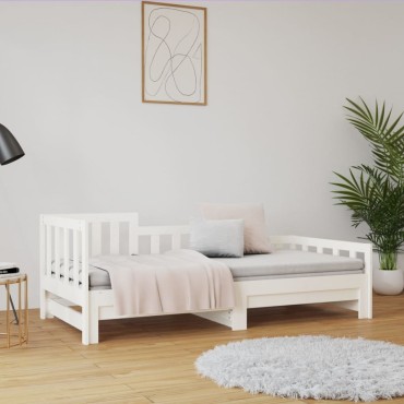 vidaXL Καναπές Κρεβάτι Συρόμενος Λευκός 2x(90x190)cm από Μασίφ Πεύκο 1 τεμ. - Μονό