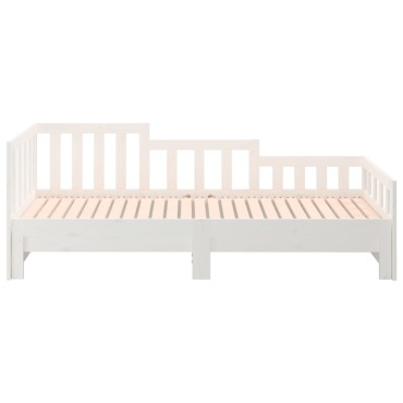 vidaXL Καναπές Κρεβάτι Συρόμενος Λευκός 2x(90x190)cm από Μασίφ Πεύκο 1 τεμ. - Μονό