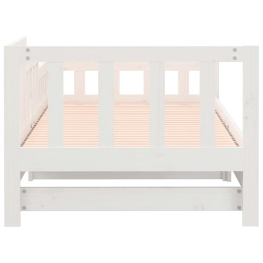 vidaXL Καναπές Κρεβάτι Συρόμενος Λευκός 2x(90x190)cm από Μασίφ Πεύκο 1 τεμ. - Μονό