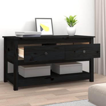vidaXL Τραπεζάκι Σαλονιού Μαύρο 102x49x55cm από Μασίφ Ξύλο Πεύκου 1 τεμ.