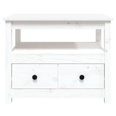 vidaXL Τραπεζάκι Σαλονιού Λευκό 71x49x55cm από Μασίφ Ξύλο Πεύκου 1 τεμ.