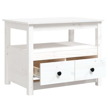 vidaXL Τραπεζάκι Σαλονιού Λευκό 71x49x55cm από Μασίφ Ξύλο Πεύκου 1 τεμ.