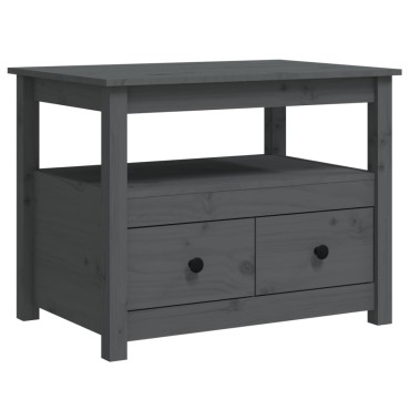 vidaXL Τραπεζάκι Σαλονιού Γκρι 71x49x55cm από Μασίφ Ξύλο Πεύκου 1 τεμ.