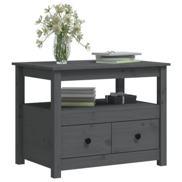 vidaXL Τραπεζάκι Σαλονιού Γκρι 71x49x55cm από Μασίφ Ξύλο Πεύκου 1 τεμ.