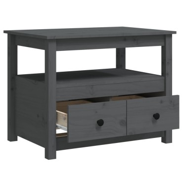 vidaXL Τραπεζάκι Σαλονιού Γκρι 71x49x55cm από Μασίφ Ξύλο Πεύκου 1 τεμ.