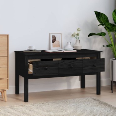 vidaXL Τραπεζάκι Σαλονιού Μαύρο 102x49x55cm από Μασίφ Ξύλο Πεύκου 1 τεμ.