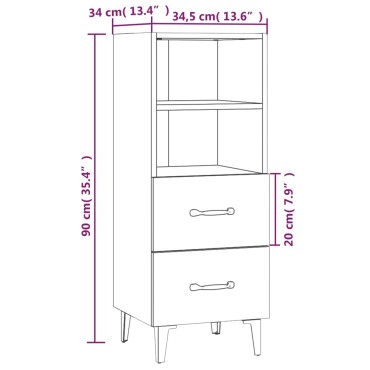 vidaXL Ντουλάπι Γυαλιστερό Λευκό 34,5x34x90cm Επεξεργασμένο Ξύλο 1 τεμ.