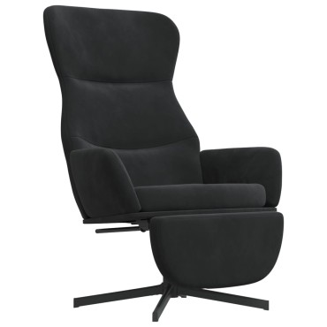 vidaXL Πολυθρόνα Relax με Υποπόδιο Μαύρη Βελούδινη 70x77x94cm 1 τεμ.
