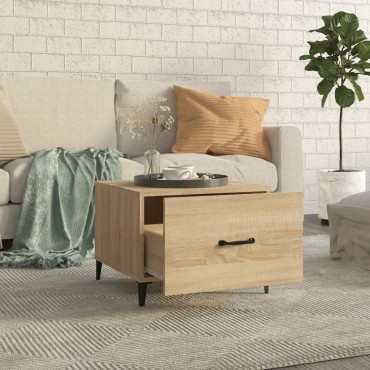 vidaXL Τραπέζι Σαλονιού με Μεταλλικά Πόδια Sonoma Δρυς 50x50x40cm 1 τεμ.