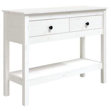 vidaXL Τραπέζι Κονσόλα Λευκό 100x35x75cm από Μασίφ Ξύλο Πεύκου 1 τεμ.