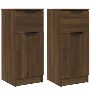vidaXL Συρταριέρες 2 τεμ. Καφέ Δρυς 30x30x70cm Επεξεργασμένο Ξύλο