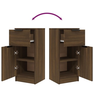 vidaXL Συρταριέρες 2 τεμ. Καφέ Δρυς 30x30x70cm Επεξεργασμένο Ξύλο