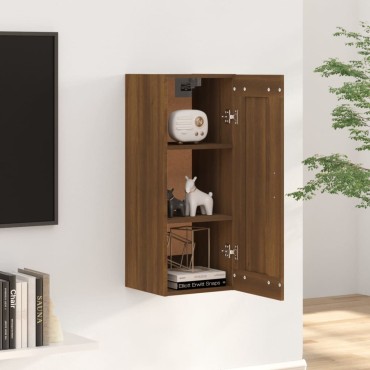 vidaXL Ντουλάπι Κρεμαστό Καφέ Δρυς 35x34x90cm Επεξεργασμένο Ξύλο 1 τεμ.