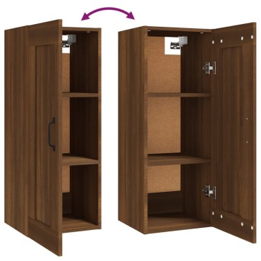 vidaXL Ντουλάπι Κρεμαστό Καφέ Δρυς 35x34x90cm Επεξεργασμένο Ξύλο 1 τεμ.