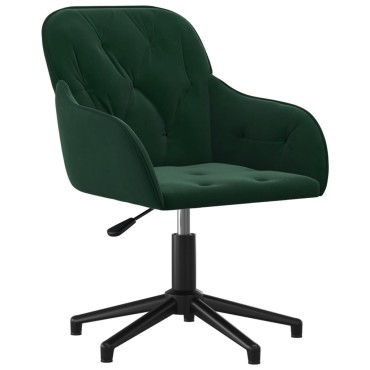 vidaXL Καρέκλα Γραφείου Περιστρεφόμενη Σκούρο Πράσινο Βελούδινη 56x61,5x(72-80)cm 1 τεμ.