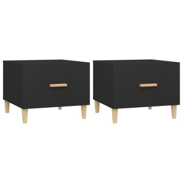 vidaXL Τραπεζάκια Σαλονιού 2 τεμ. Μαύρα 50x50x40cm Επεξεργ. Ξύλο