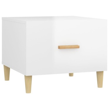 vidaXL Τραπεζάκι Σαλονιού Γυαλ. Λευκό 50x50x40cm Επεξεργασμένο Ξύλο 1 τεμ.