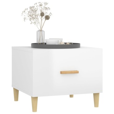 vidaXL Τραπεζάκι Σαλονιού Γυαλ. Λευκό 50x50x40cm Επεξεργασμένο Ξύλο 1 τεμ.