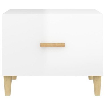 vidaXL Τραπεζάκι Σαλονιού Γυαλ. Λευκό 50x50x40cm Επεξεργασμένο Ξύλο 1 τεμ.