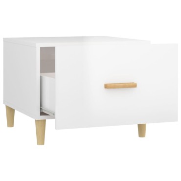 vidaXL Τραπεζάκι Σαλονιού Γυαλ. Λευκό 50x50x40cm Επεξεργασμένο Ξύλο 1 τεμ.