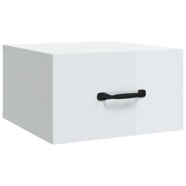 vidaXL Κομοδίνο Επιτοίχιο Γυαλιστερό Λευκό 35x35x20cm 1 τεμ.